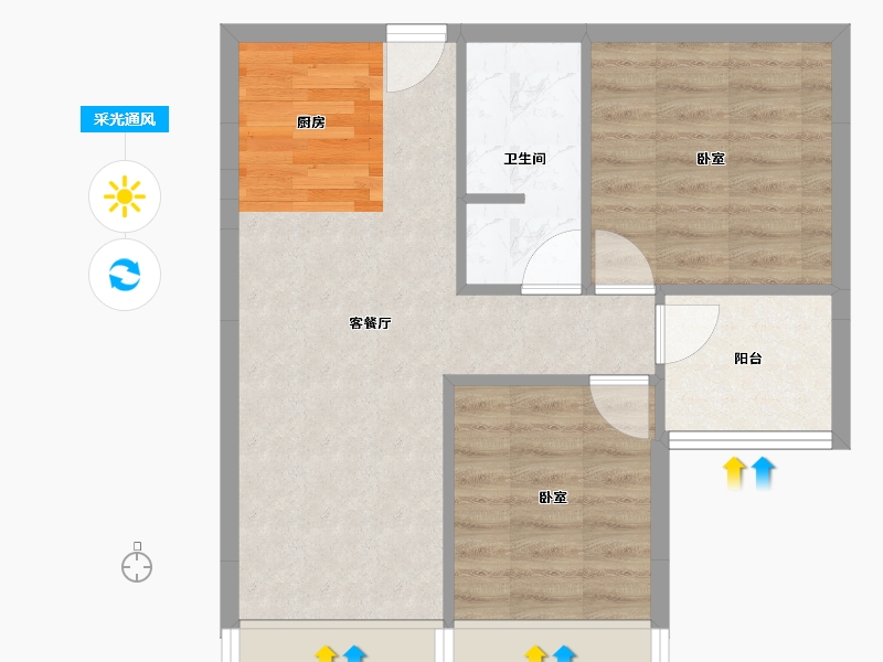 广东省-广州市-麒麟广场-52.40-户型库-采光通风