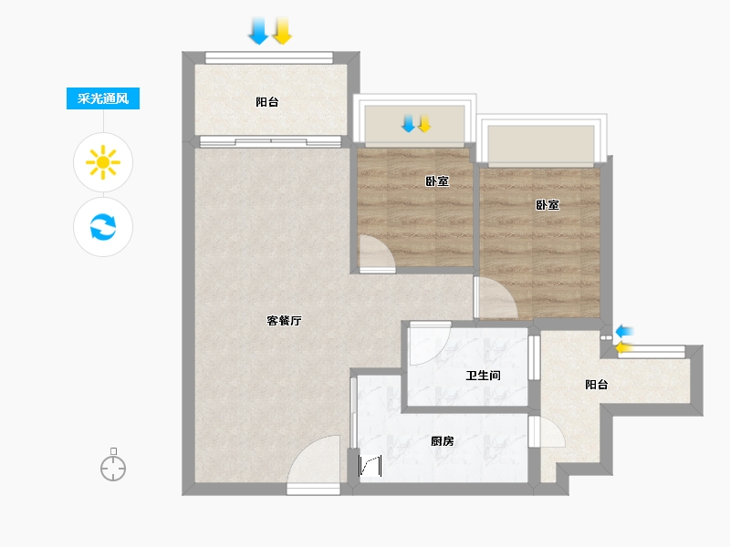 广东省-清远市-美林湖-57.00-户型库-采光通风