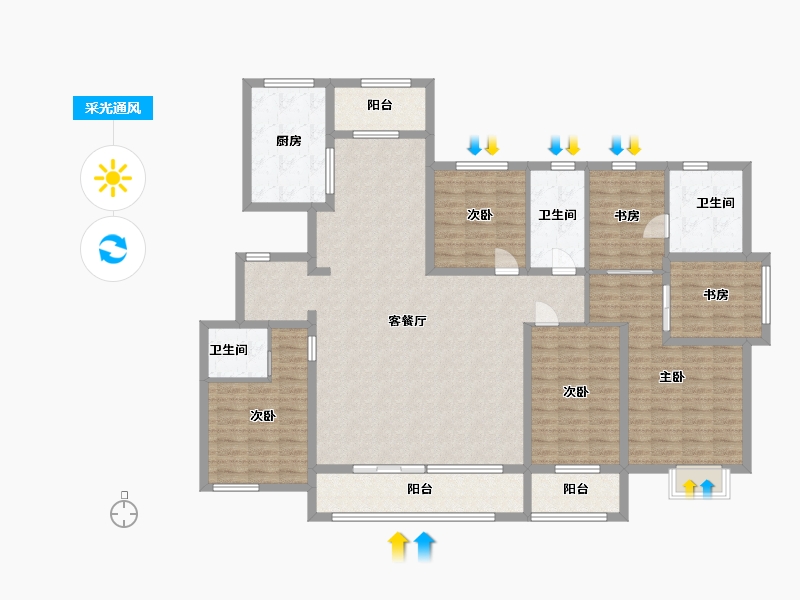 山东省-潍坊市-紫玉兰亭-167.00-户型库-采光通风