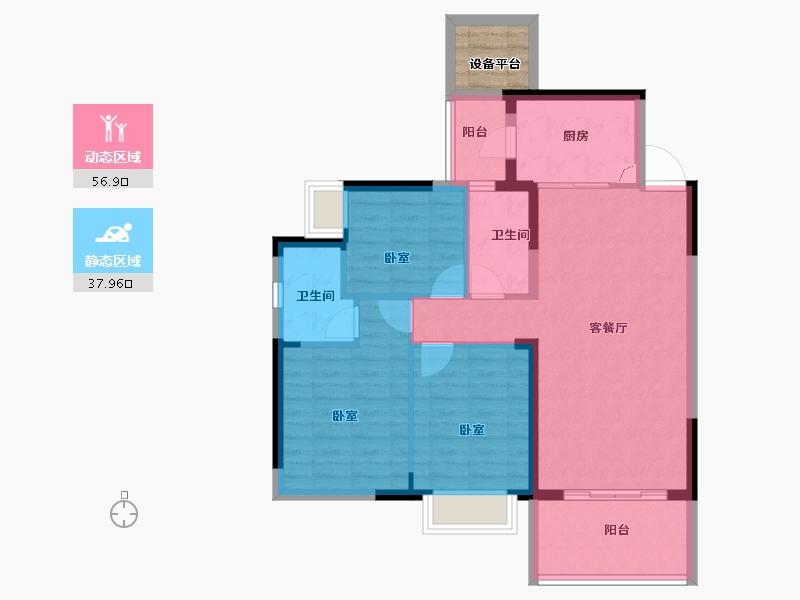 湖南省-衡阳市-银泰红城6~9期-87.99-户型库-动静分区