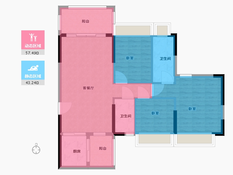 广东省-阳江市-锦峰花园-91.09-户型库-动静分区