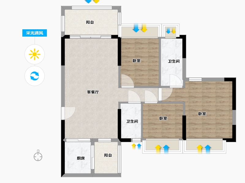 广东省-阳江市-锦峰花园-91.09-户型库-采光通风