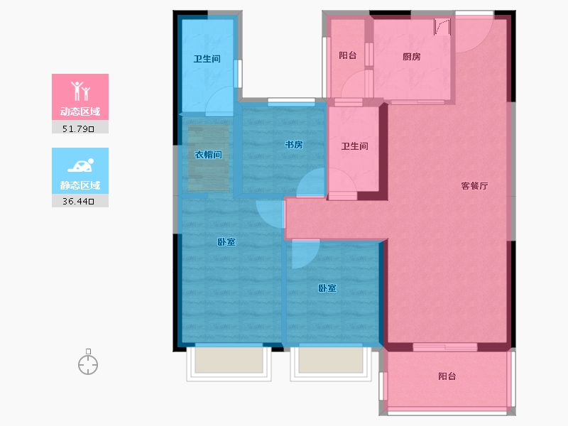 湖北省-孝感市-碧桂园新城华府-78.03-户型库-动静分区