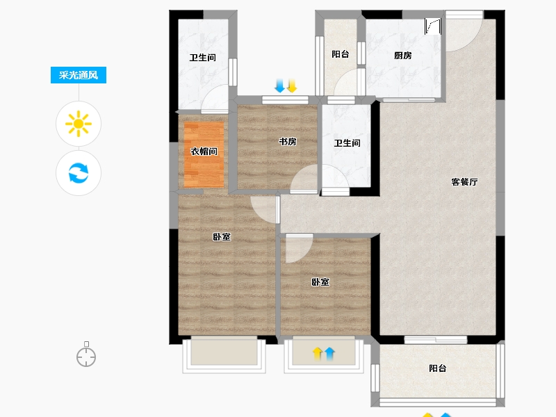 湖北省-孝感市-碧桂园新城华府-78.03-户型库-采光通风