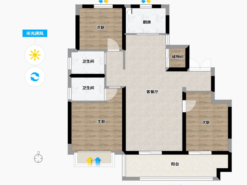 河南省-周口市-诚达御景国际-91.20-户型库-采光通风