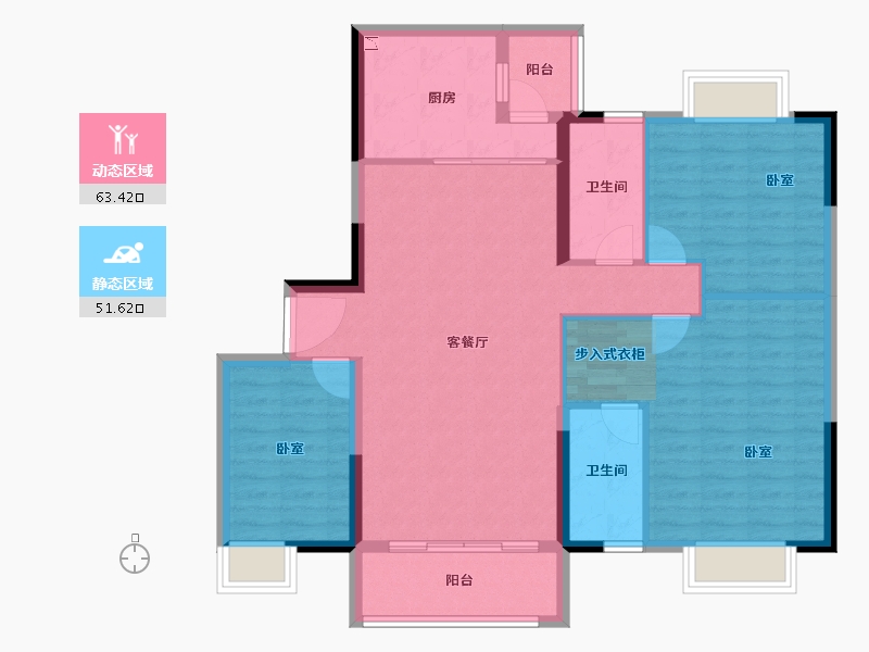 广东省-广州市-江畔雅苑-104.22-户型库-动静分区