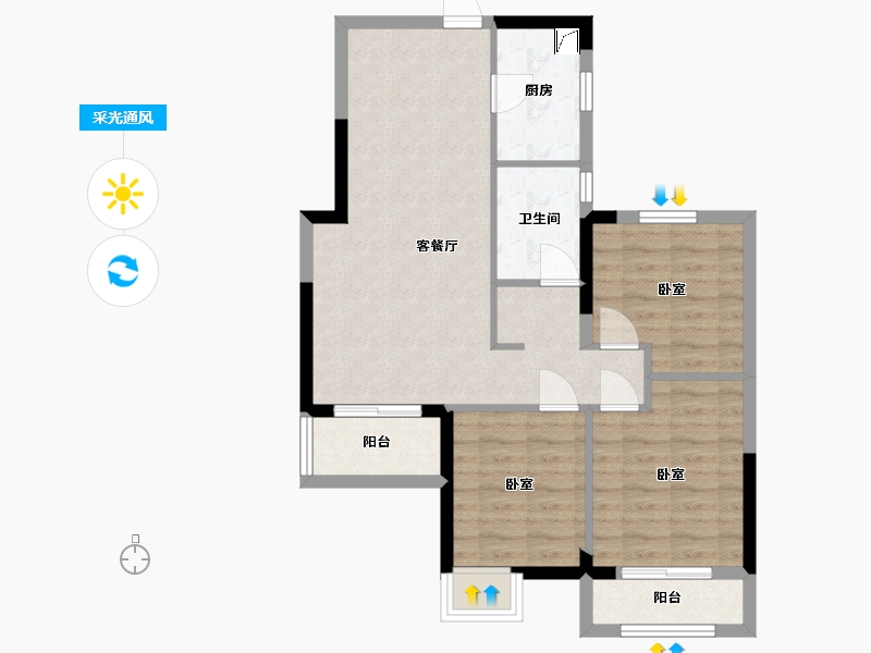 湖北省-武汉市-立城福第-72.94-户型库-采光通风