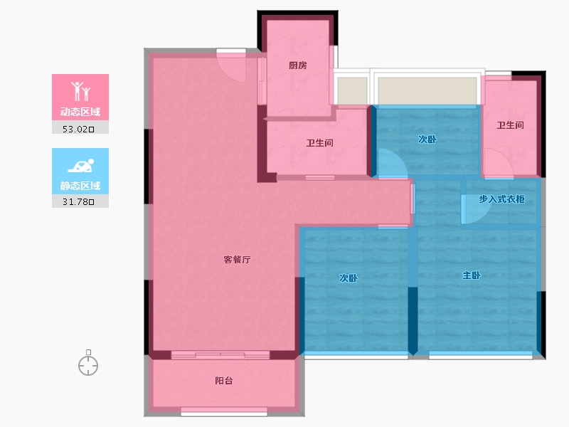 湖南省-常德市-祥生江山樾-75.45-户型库-动静分区