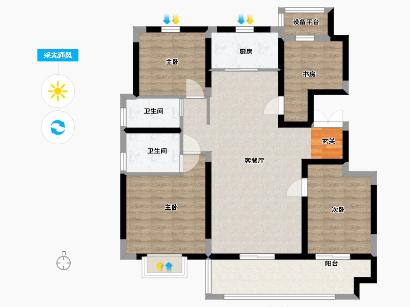 河南省-周口市-诚达御景国际-104.18-户型库-采光通风