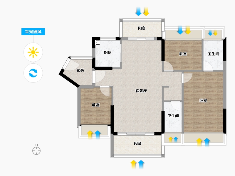 广东省-阳江市-国鼎·中央公园-91.94-户型库-采光通风