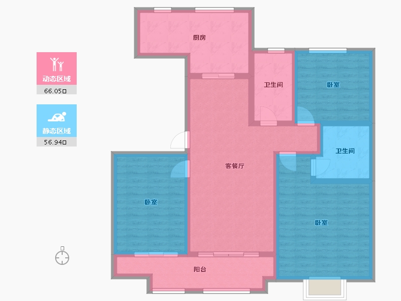 山东省-淄博市-鸿泰花漾城-109.84-户型库-动静分区