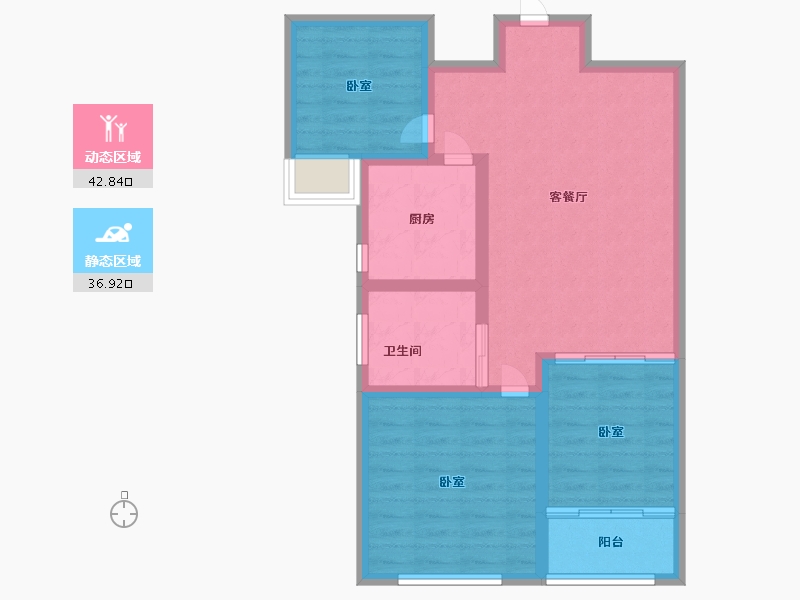 江苏省-徐州市-宏利达金水湾-70.99-户型库-动静分区