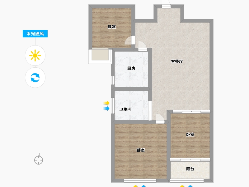 江苏省-徐州市-宏利达金水湾-70.99-户型库-采光通风