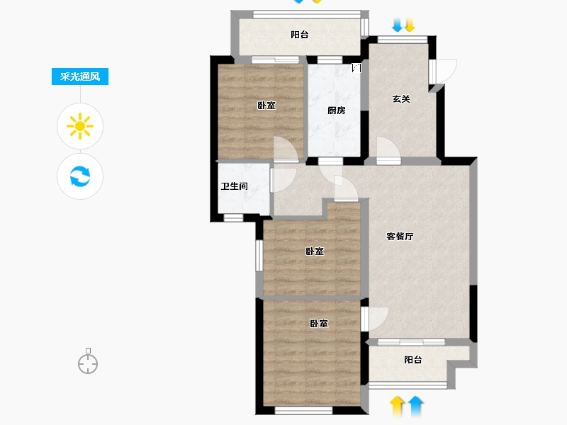 宁夏回族自治区-银川市-万科城市之光-75.01-户型库-采光通风