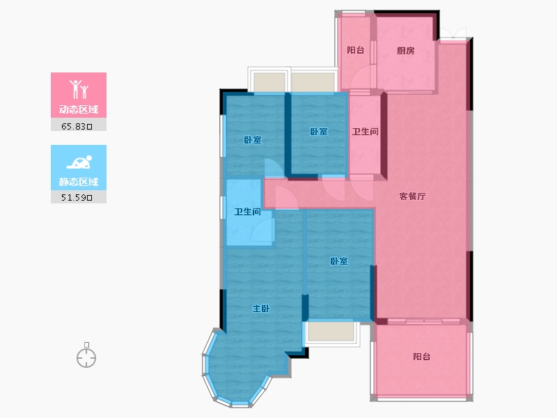 广东省-清远市-和富·湖畔公馆-104.91-户型库-动静分区