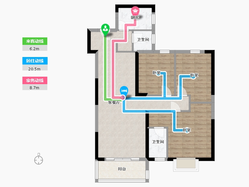 湖南省-岳阳市-君尚·理想城-89.13-户型库-动静线