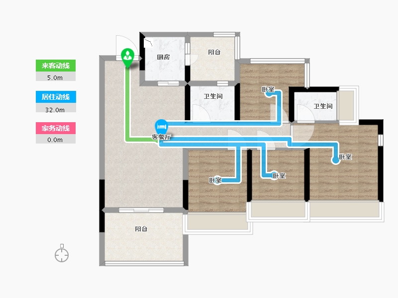 广东省-深圳市-龙光玖龙台住宅-93.24-户型库-动静线