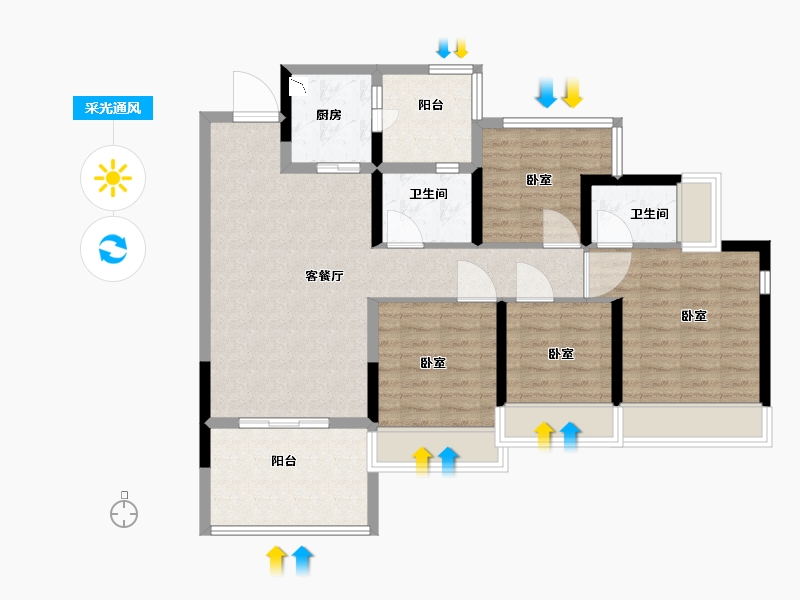 广东省-深圳市-龙光玖龙台住宅-93.24-户型库-采光通风