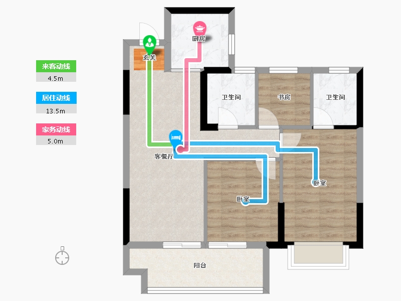 浙江省-嘉兴市-佳源·印象里-71.00-户型库-动静线