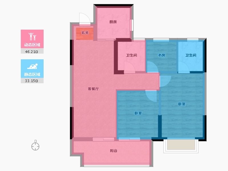 浙江省-嘉兴市-佳源·印象里-71.00-户型库-动静分区