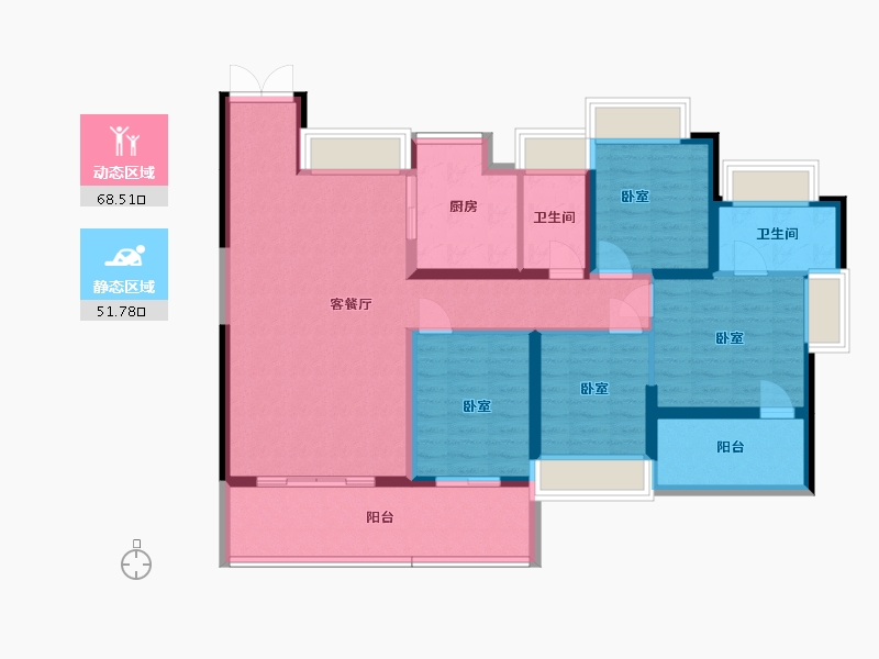 广东省-深圳市-特发天鹅湖畔-107.37-户型库-动静分区