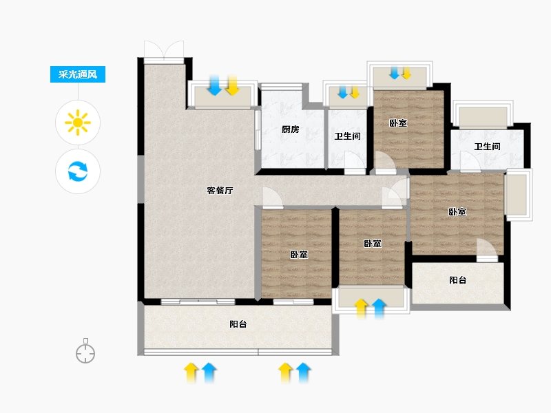 广东省-深圳市-特发天鹅湖畔-107.37-户型库-采光通风