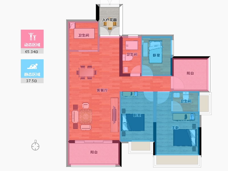 广东省-惠州市-民泰九峰-96.61-户型库-动静分区