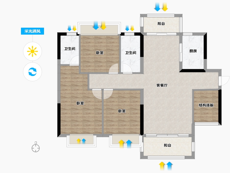 湖南省-衡阳市-万象城-105.19-户型库-采光通风