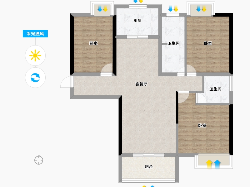 湖北省-孝感市-保丽公馆-95.04-户型库-采光通风