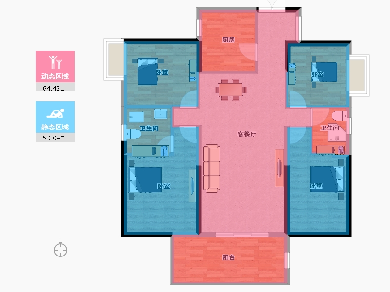 广东省-惠州市-奥林匹克花园五期-106.33-户型库-动静分区