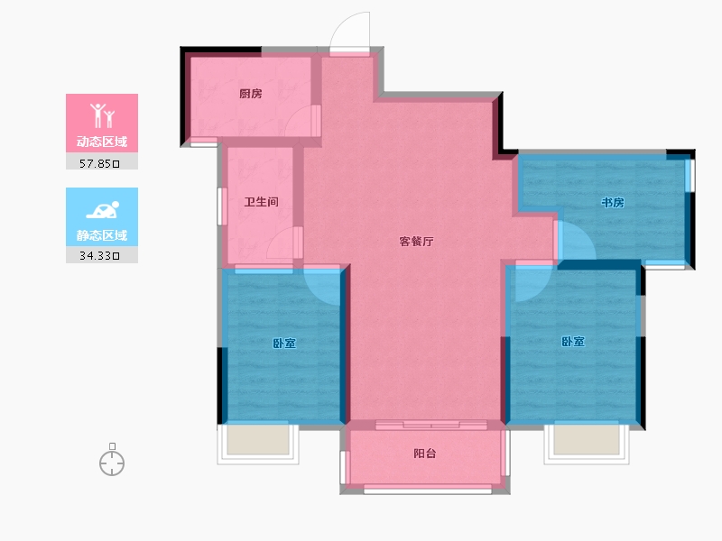 湖南省-怀化市-大汉龙城五期腾龙府-82.03-户型库-动静分区