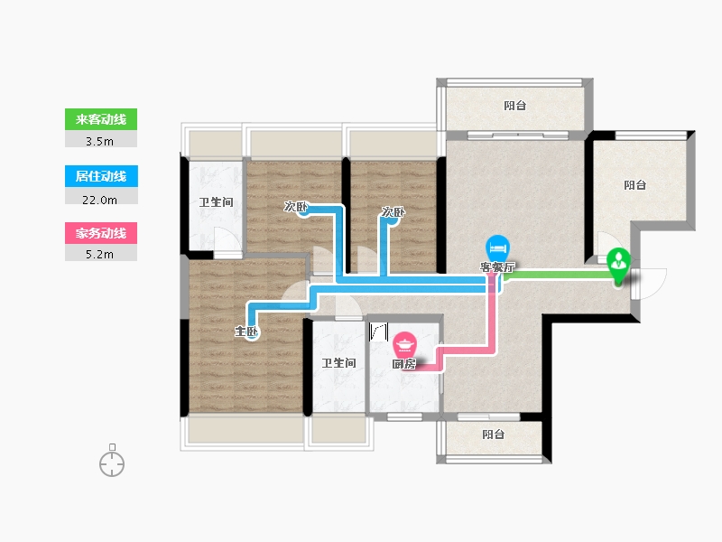 广东省-佛山市-碧桂园凤凰湾晴澜苑-93.35-户型库-动静线