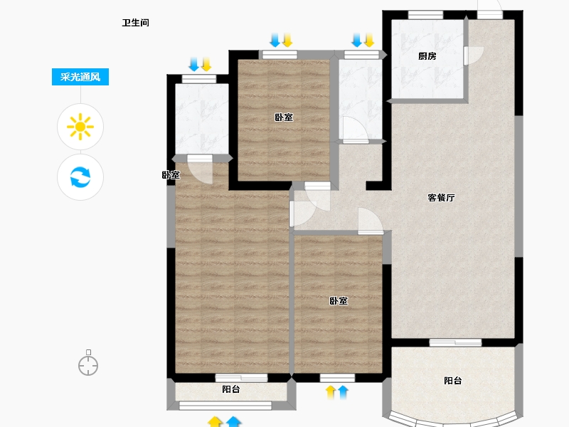 安徽省-六安市-红叶东城花园-92.00-户型库-采光通风