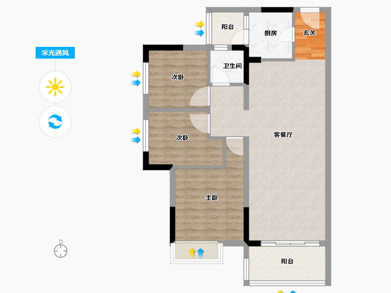 广东省-湛江市-海伦堡·御园-83.00-户型库-采光通风