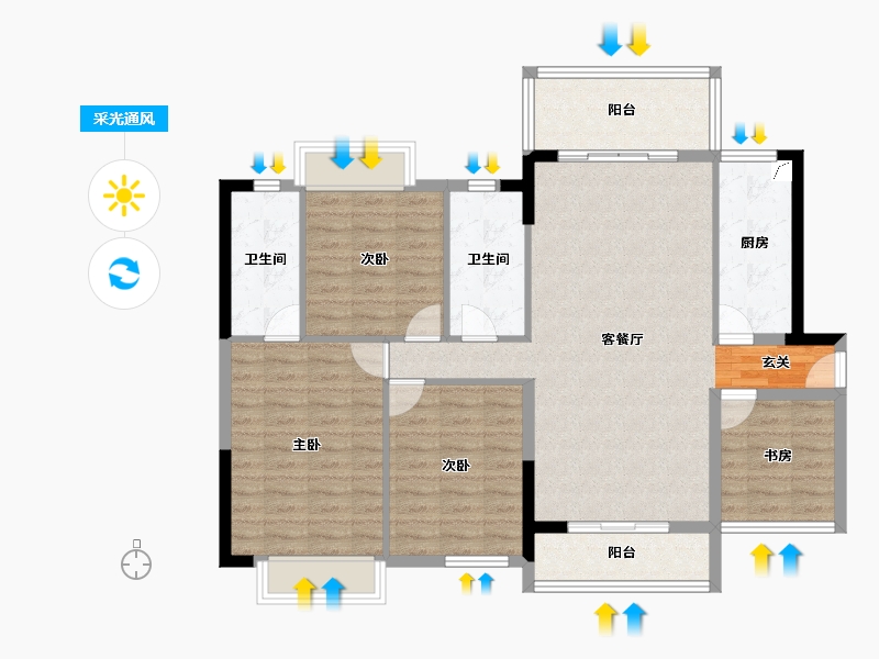 广东省-湛江市-海伦堡·御园-109.47-户型库-采光通风