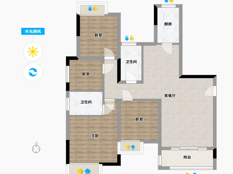 湖北省-武汉市-枫泽星都汇-92.91-户型库-采光通风