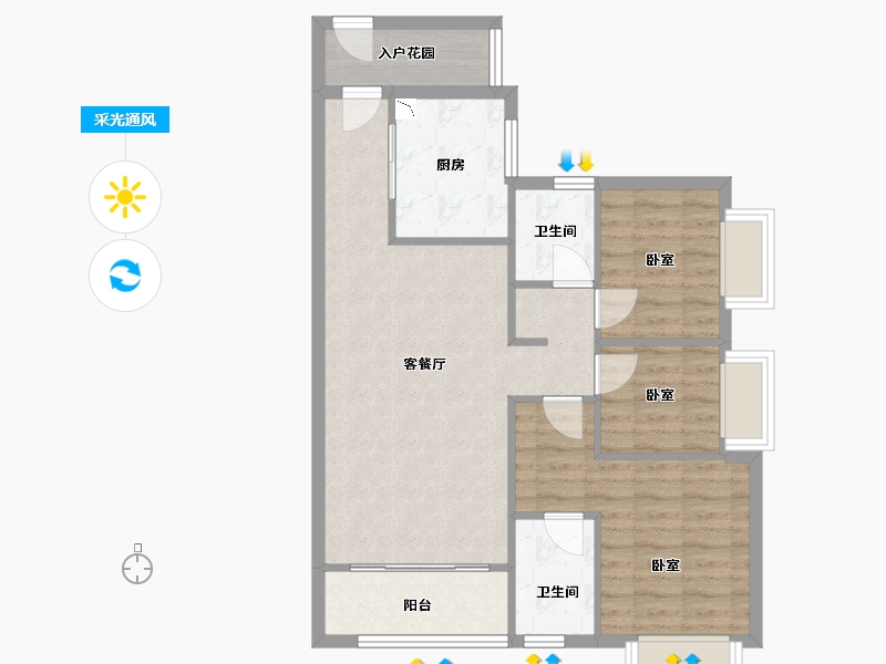 广东省-广州市-睿品华庭-79.08-户型库-采光通风