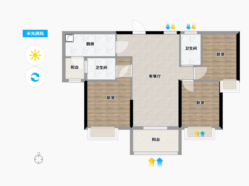 广东省-汕尾市-陆丰碧桂园天玺湾-94.59-户型库-采光通风