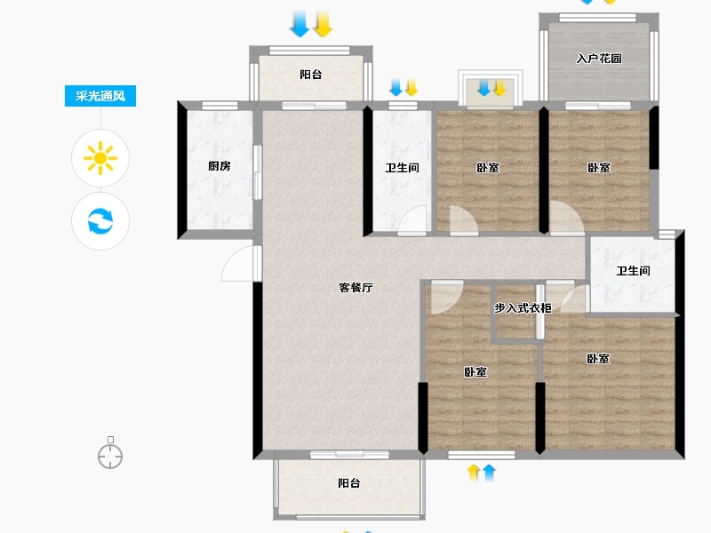 湖南省-怀化市-大汉龙城五期腾龙府-120.14-户型库-采光通风