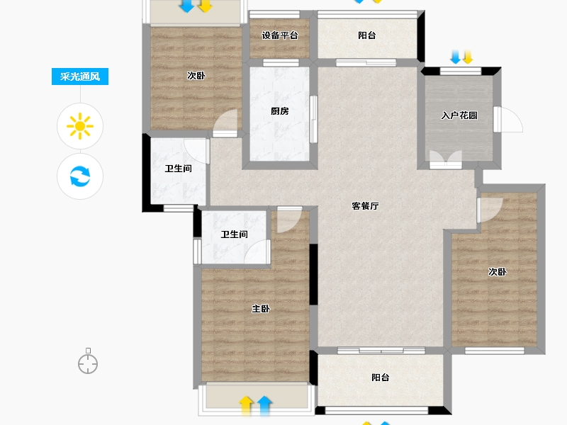 湖南省-张家界市-澧水嘉园-111.08-户型库-采光通风