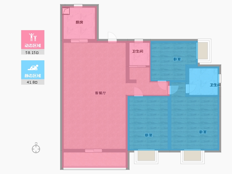 广东省-汕尾市-碧桂园·华附凤凰城-88.99-户型库-动静分区