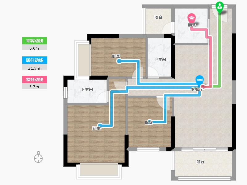 广东省-广州市-敏捷绿湖首府-90.00-户型库-动静线