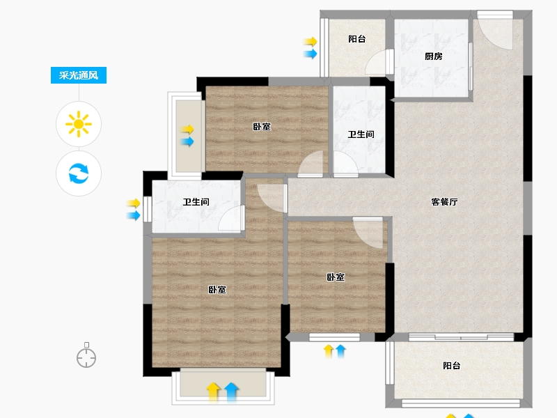 广东省-广州市-敏捷绿湖首府-90.00-户型库-采光通风