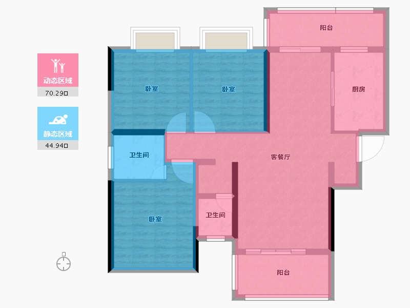 湖南省-怀化市-大汉龙城五期腾龙府-103.20-户型库-动静分区