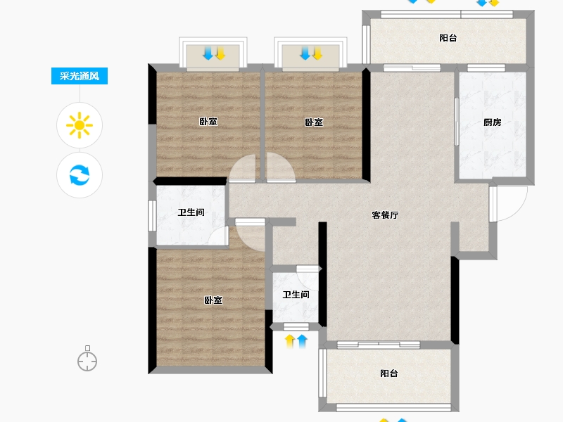 湖南省-怀化市-大汉龙城五期腾龙府-103.20-户型库-采光通风