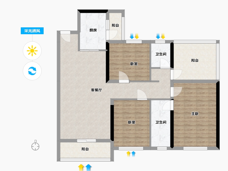 广西壮族自治区-玉林市-博白碧桂园-105.08-户型库-采光通风