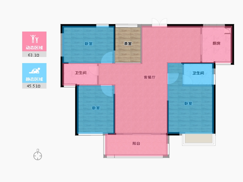 湖南省-邵阳市-仁为峰邵东壹号-105.32-户型库-动静分区