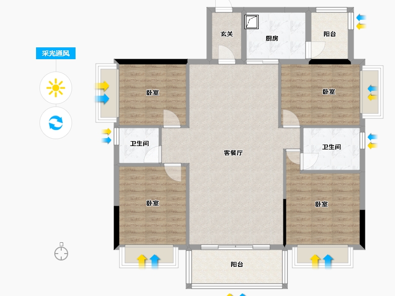 广东省-河源市-西环壹号院-110.65-户型库-采光通风