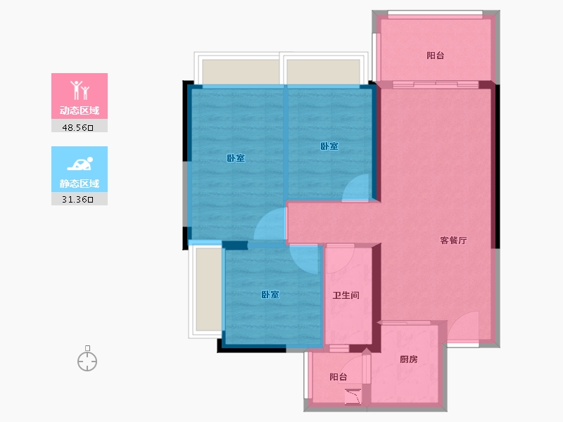 广东省-广州市-敏捷绿湖首府-70.99-户型库-动静分区