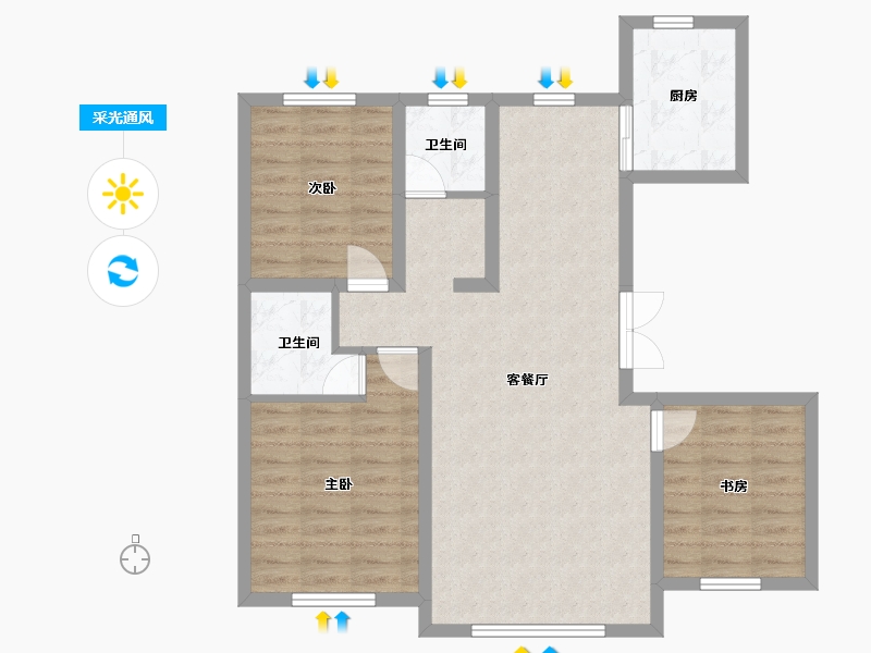 吉林省-长春市-吉森漫桦林-84.07-户型库-采光通风